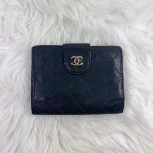 Chanel vintage quilted black wallet